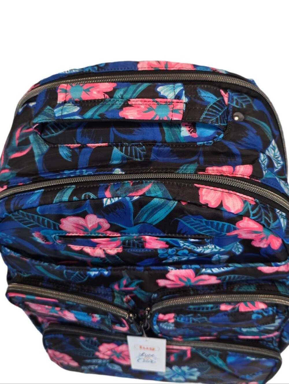 Lug Puddle Jumper Backpack - Black with Pink & Blues Floral - NWT - Picture 6 of 12